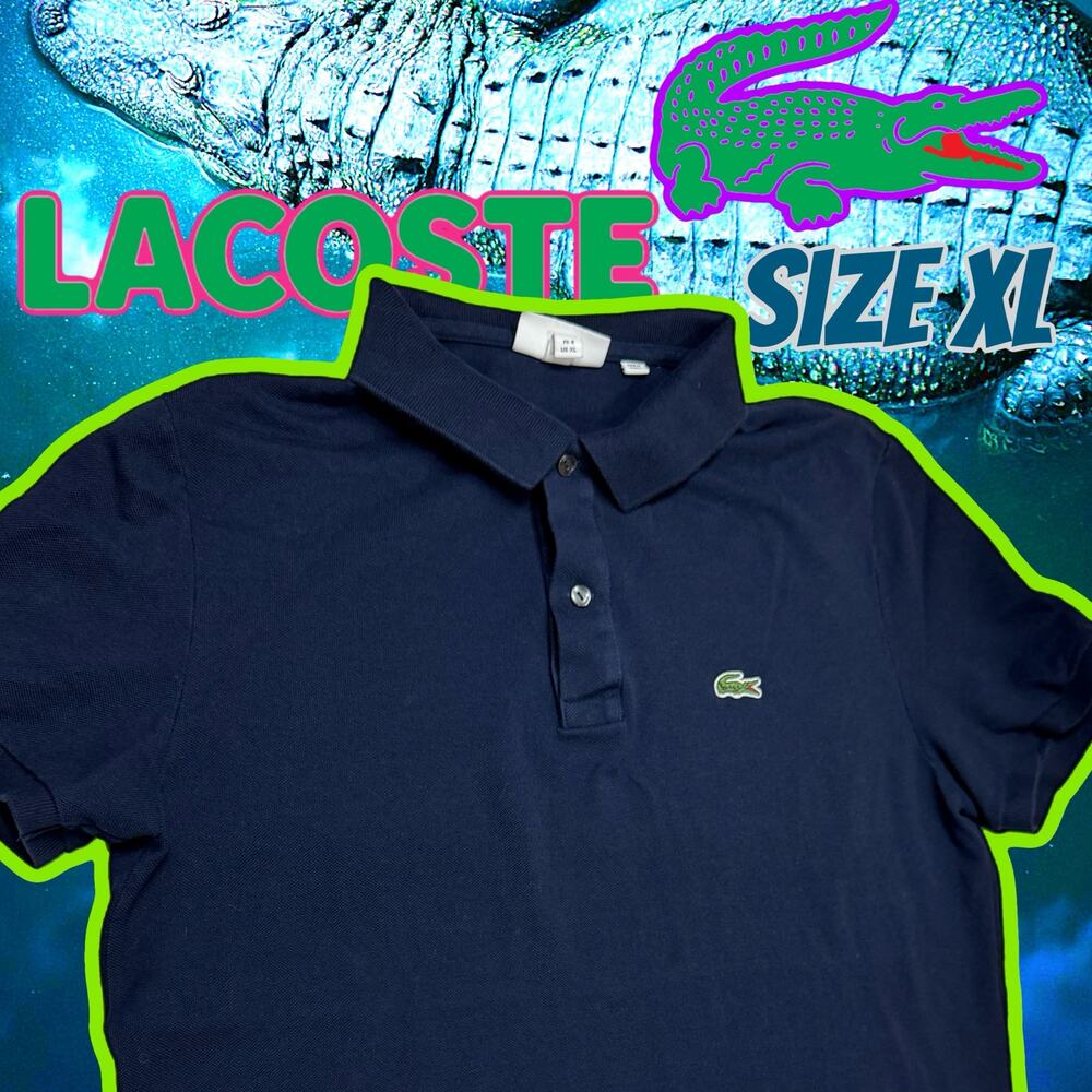 Lacoste Short Sleeve Polo Shirt Blue Size XL 20x25 -fits medium-